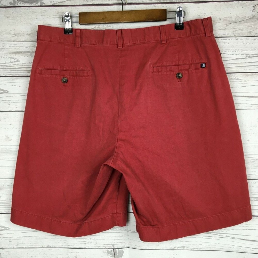 Brooks Bros Mens 346 Chino Shorts 36 Red Pleated Front Summer Casual